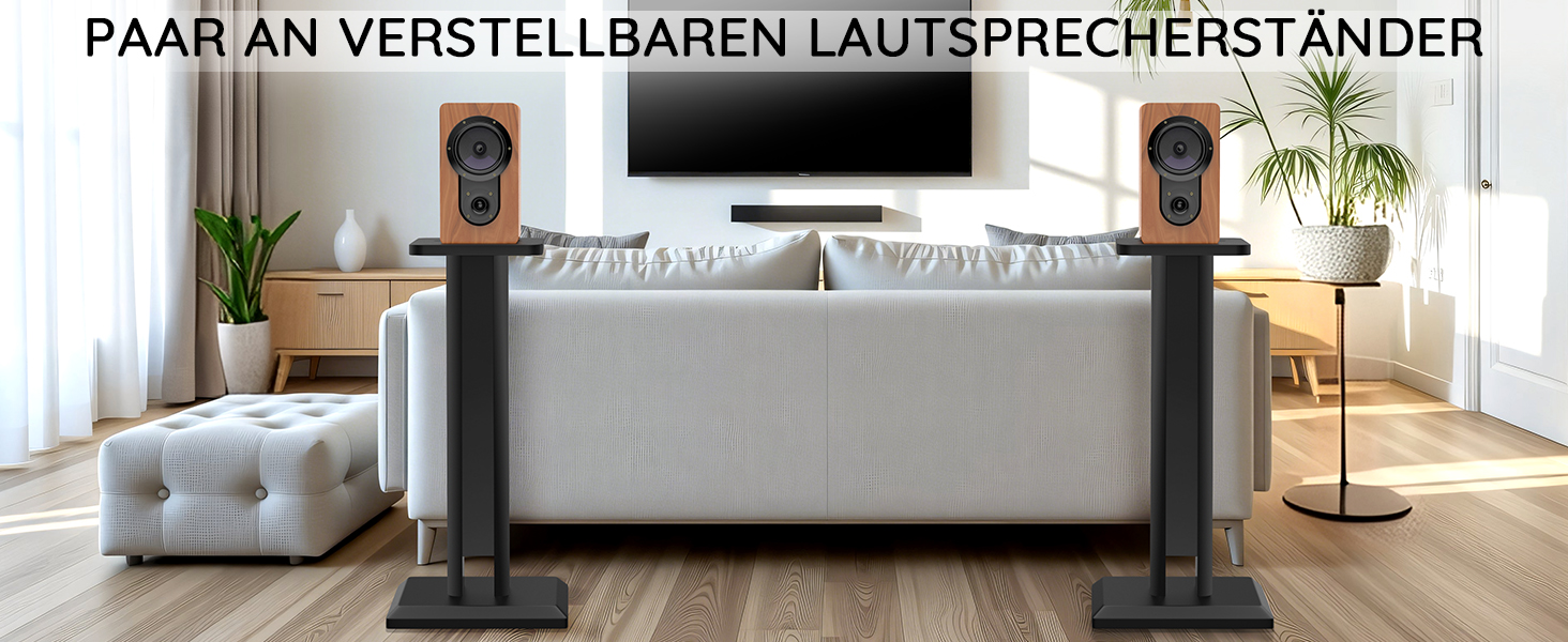 Підставка для акустики 65-85см, регульована по висоті, дерев'яна, для сателітної акустики, 4-10 дюймів, 20кг, 2 шт., чорний