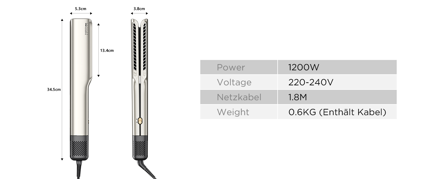 Плойка PARWIN PRO BEAUTY Ionen Air Glätteisen: без нагріву, для волосся 35-75 см, 1200W, темно-зелений (Champagnersilber Pro)
