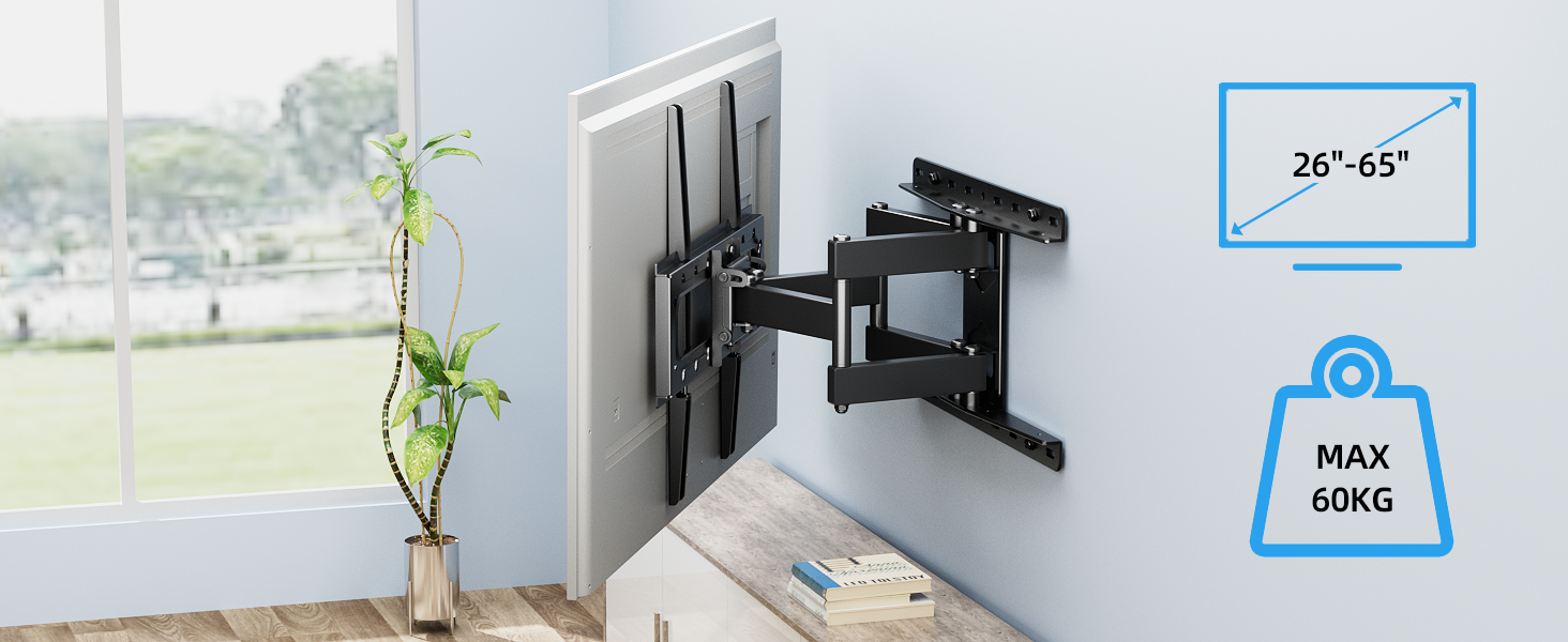 Кріплення для телевізора HOME VISION HV6401: поворотне та нахильне, для телевізорів 26-65 дюймів, універсальне, VESA 400x400, до 60 кг