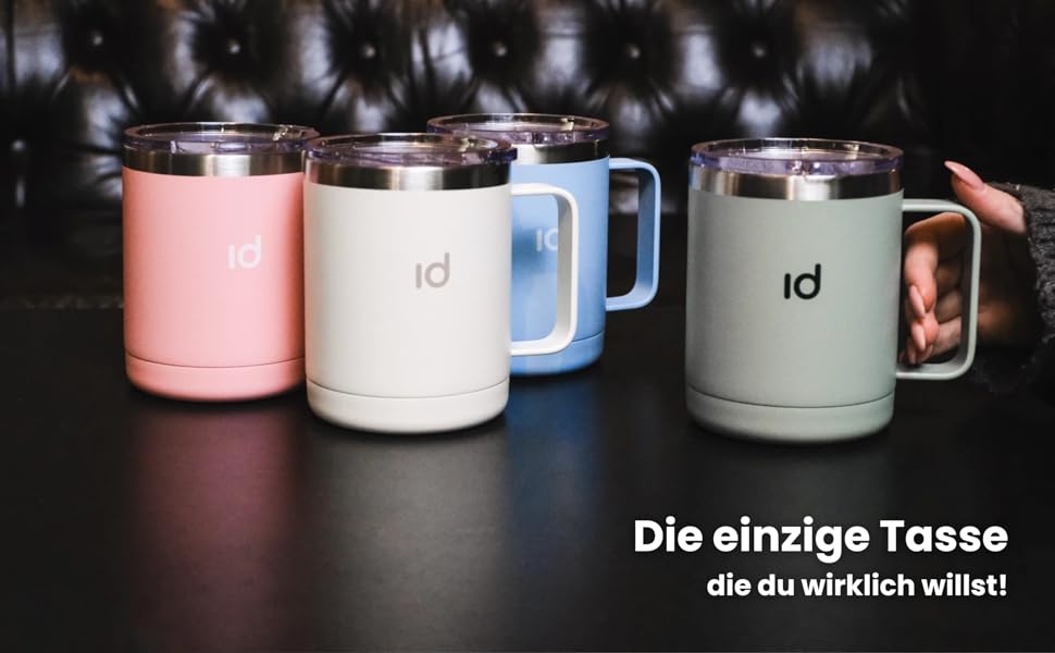 Термокружка IceDrop® з нержавіючої сталі, 330 мл, з кришкою. 100% захист від протікання. Зручна термокружка для гарячих та холодних напоїв, з ручкою. Ідеально для подорожей - чорна