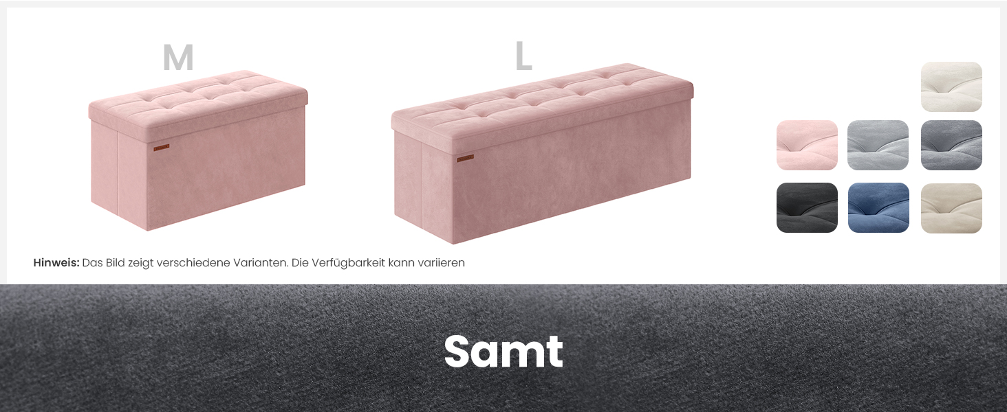 Складаний пуф SONGMICS з місцем для зберігання, пастельно-рожевий, 110×38×38 см, вантажопідйомність до 300 кг, для вітальні, спальні, коридору