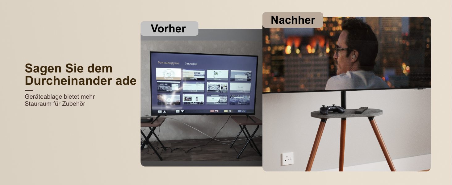 ECOTINY Adjustable TV Stand for 40-65 Inch LCD LED OLED TVs - Swivel & Height Adjustable, Portable Wood TV Stand with Wood Tray, VESA 400x400, Black Walnut & White Finish