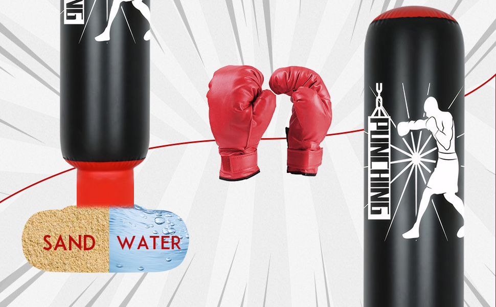 Дитячий боксерський мішок Qoosea, 160 см, надувний, з боксерськими рукавичками, для карате, кікбоксингу, таеквондо, MMA, подарунок для хлопчиків та дівчаток 3-12 років