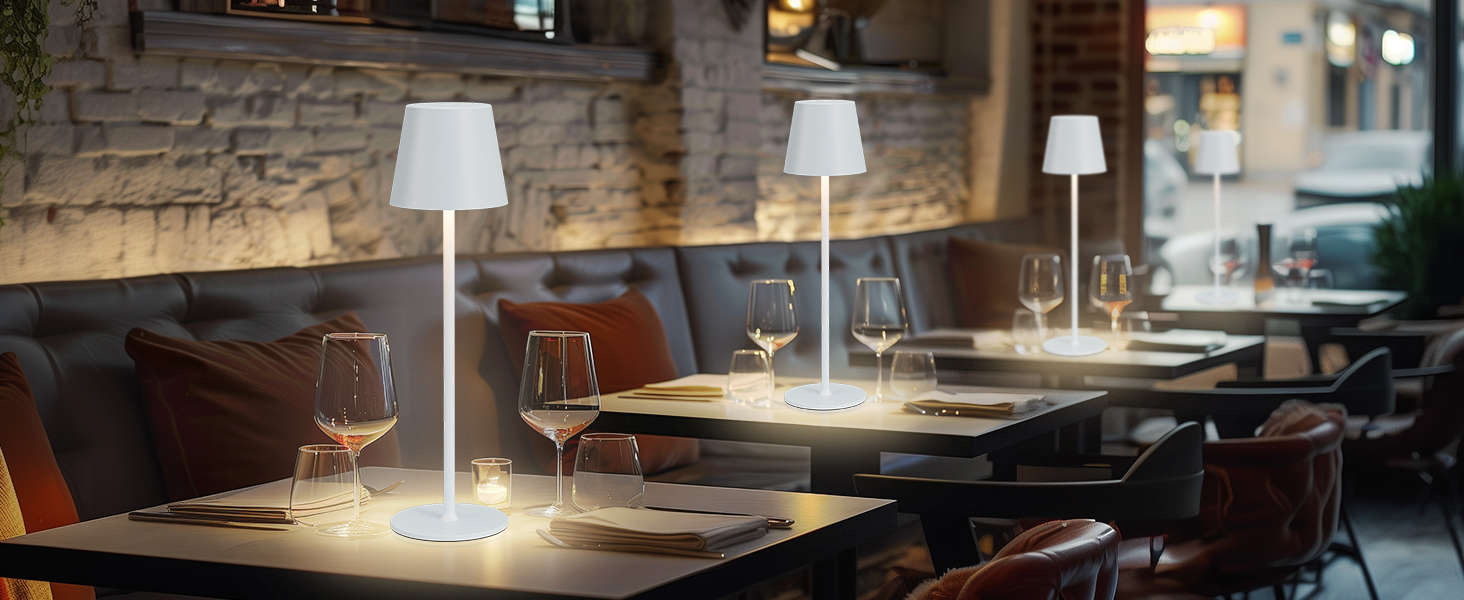 Настільна LED лампа акумуляторна бездротова 2 в 1, димується, з USB-C зарядкою, 3 режими світла, біла - набір 2 шт.