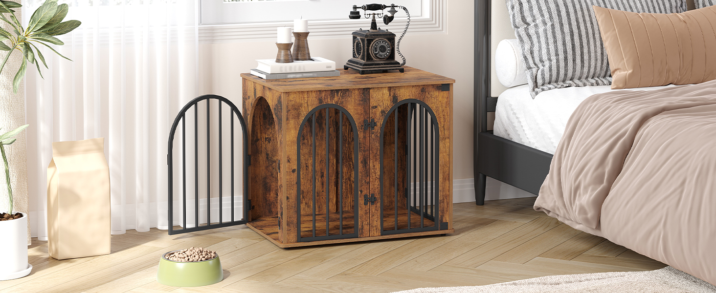 Клітка для собак Hzuaneri, 68x49x56 см, 3 двері, вінтажний колір, для дому, міцна, DFC85501B