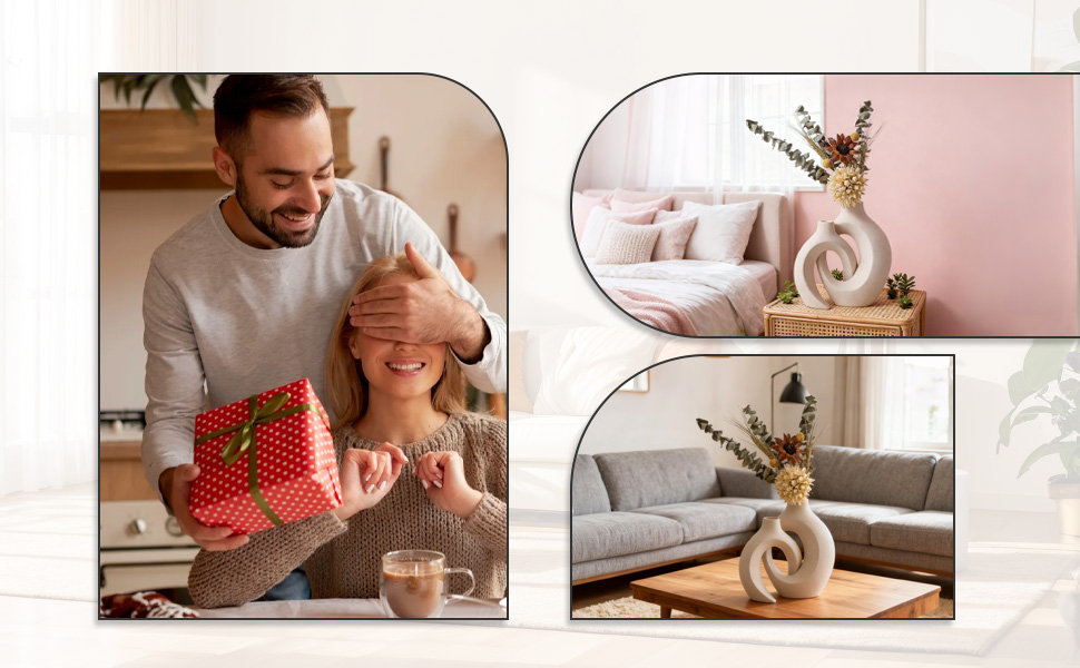 Керамічна ваза для квітів: стильна ваза в скандинавському стилі для дому, декор для вітальні та спальні