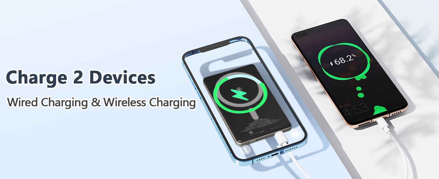 Power Bank LUCKYDUO MagSafe 5000mAh: Тонкий, Магнітний, Швидка зарядка 20W USB-C, для iPhone 15/14/13/12 Pro Max