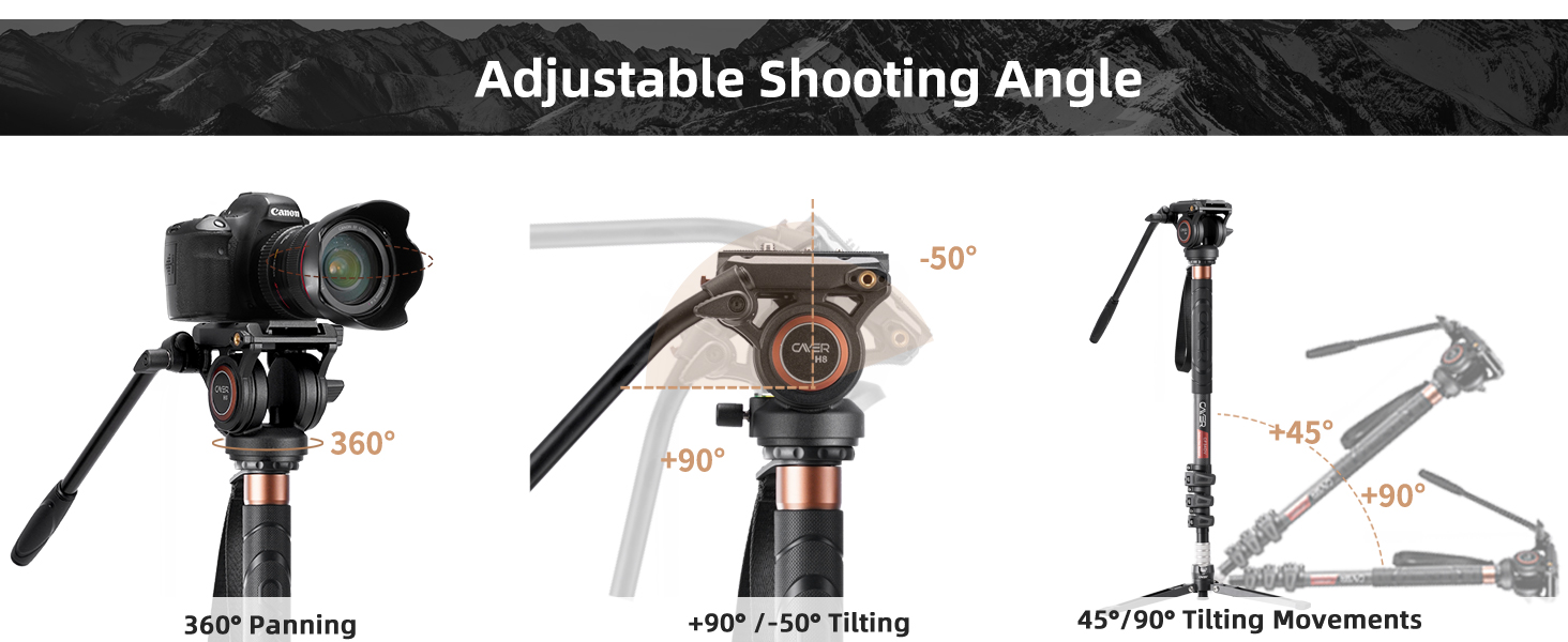 Штатив відео Cayer CF34DV з вуглецевого волокна 71 дюйм, з шарнірним голковим кріпленням та триногим основанням для DSLR-камер та відеокамер, з додатковою ковзною платформою