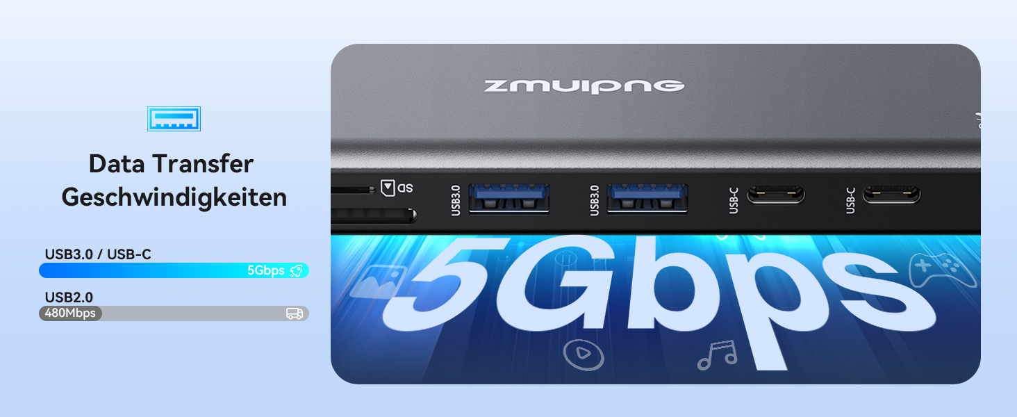 Док-станція USB-C з підтримкою двох моніторів та трьох дисплеїв, 14 в 1 для ноутбуків Dell, HP, Lenovo та інших, з 2x 4K HDMI, DisplayPort, Ethernet, 4x USB, 100W PD, USB-C Data, SD/TF, Audio/Mic (Чорний)