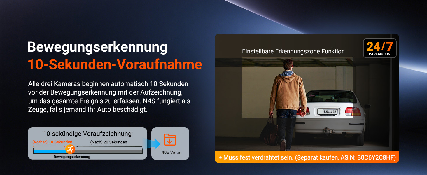 Автомобільний відеореєстратор VANTRUE N4S 3-канальний (2.7K+2.5K+1440P), STARVIS 2 HDR, нічна зйомка, 5GHz Wi-Fi, GPS, 24г паркування, G-сенсор, підтримка 1ТБ, для авто