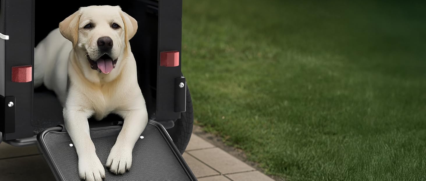Фартоваж для собак на велосипед – складаний, до 40 кг, з відбивачами, водовідштовхувальний, сумісний з електровелосипедами, чорний