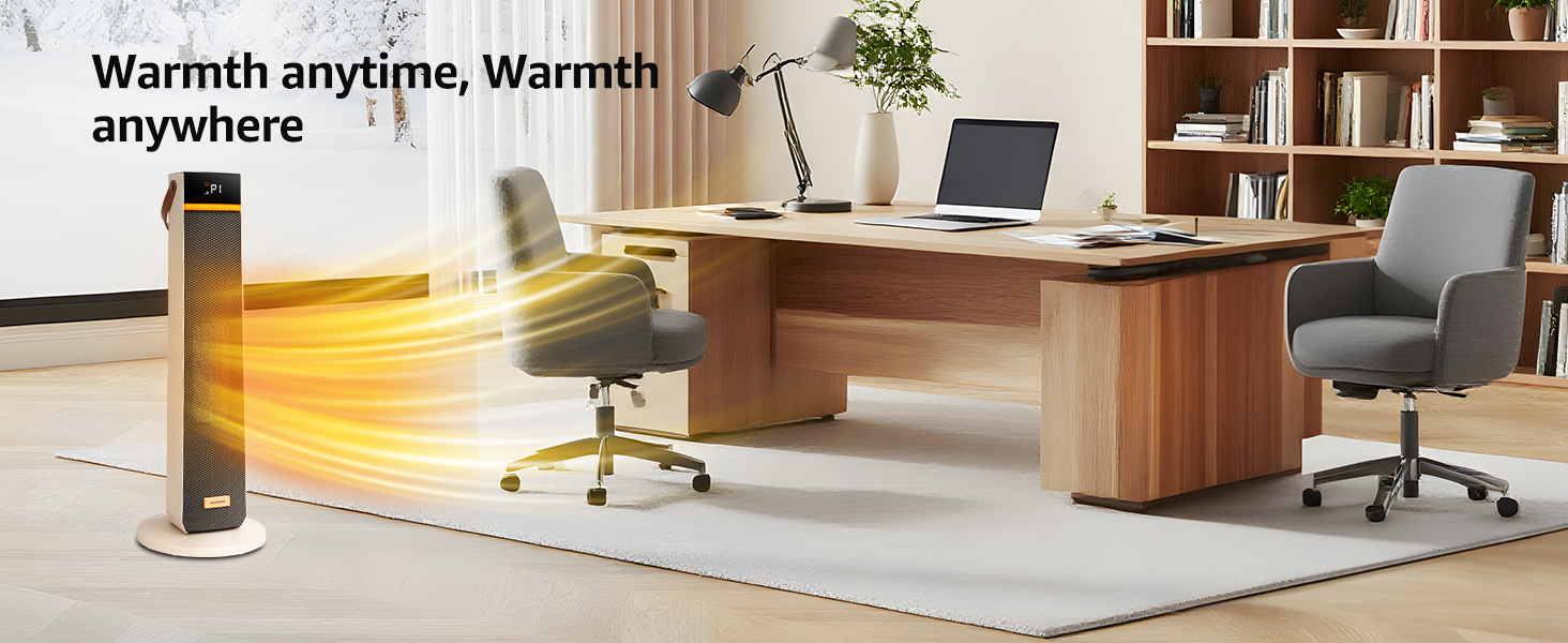 Електричний обігрівач Aigostar 2000W з пультом керування, ECO-режим, PTC кераміка, таймер 24год, тихий, осциляція 75°, 4 режими, захист від перекидання та перегріву, білий