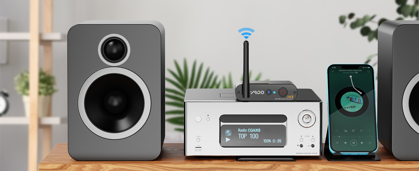 Bluetooth аудіоприймач YMOO з LDAC, ESS DAC-чіпом: оптичний та RCA вихід для стереосистеми