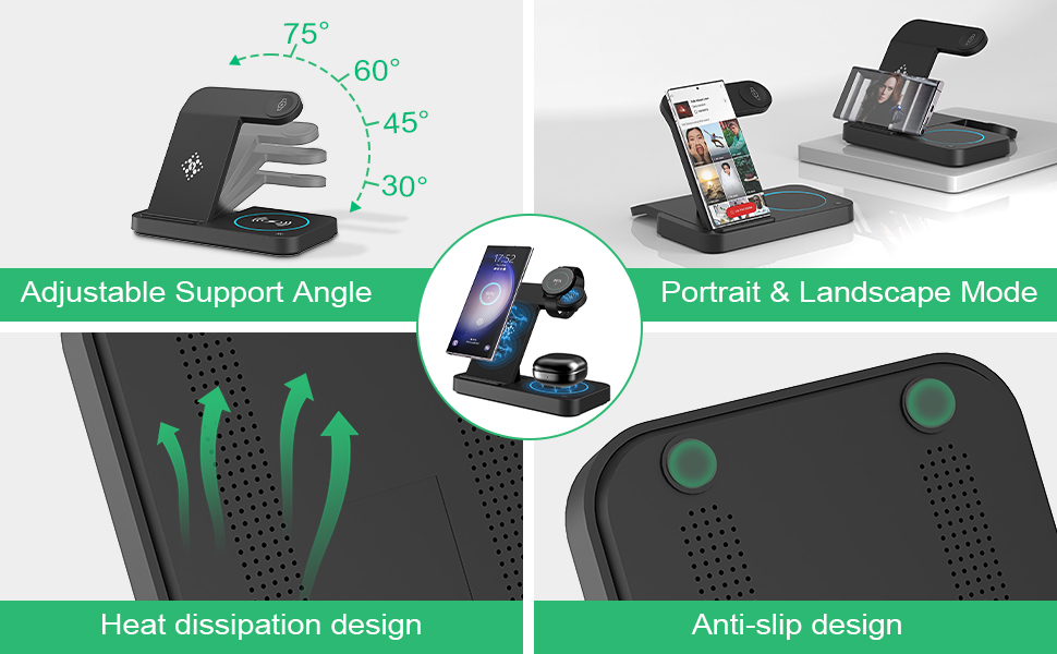 Бездротова зарядка 3-в-1 для Samsung Galaxy: годинники, смартфони, навушники