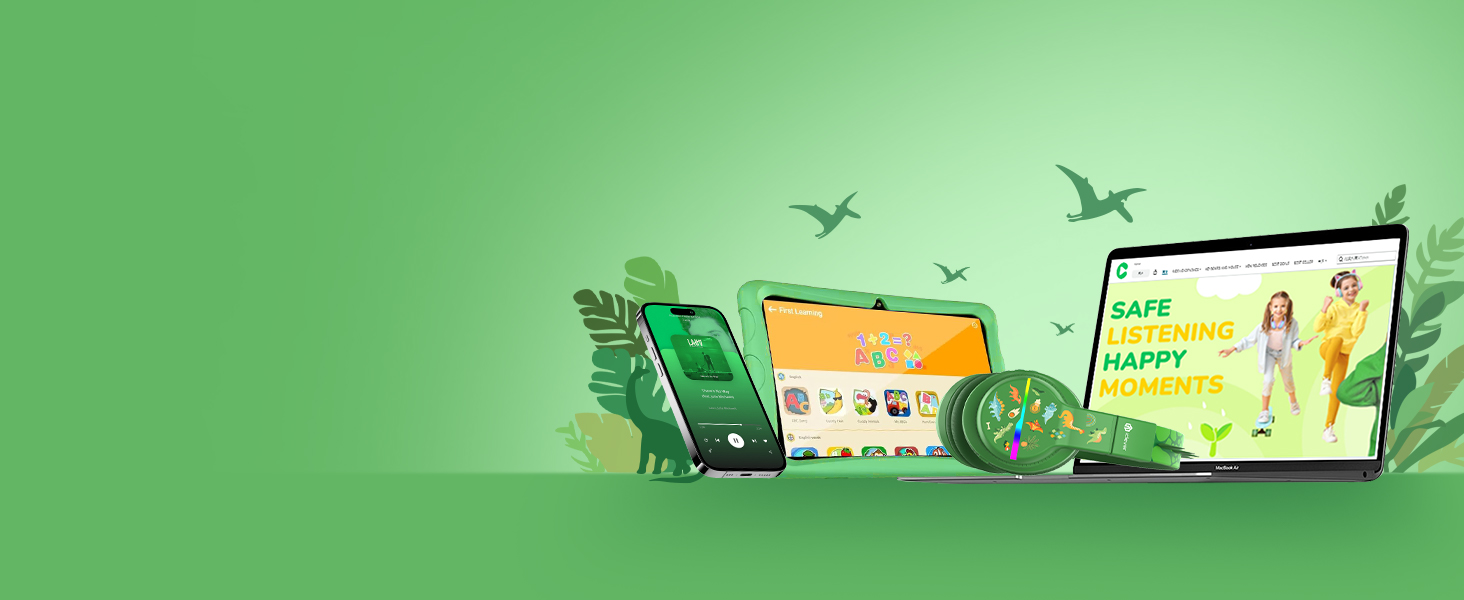 iClever Бездротові навушники для дітей з LED-підсвічуванням, Over-Ear, Bluetooth 5.2, мікрофон, BTH12 (Хвилинка)