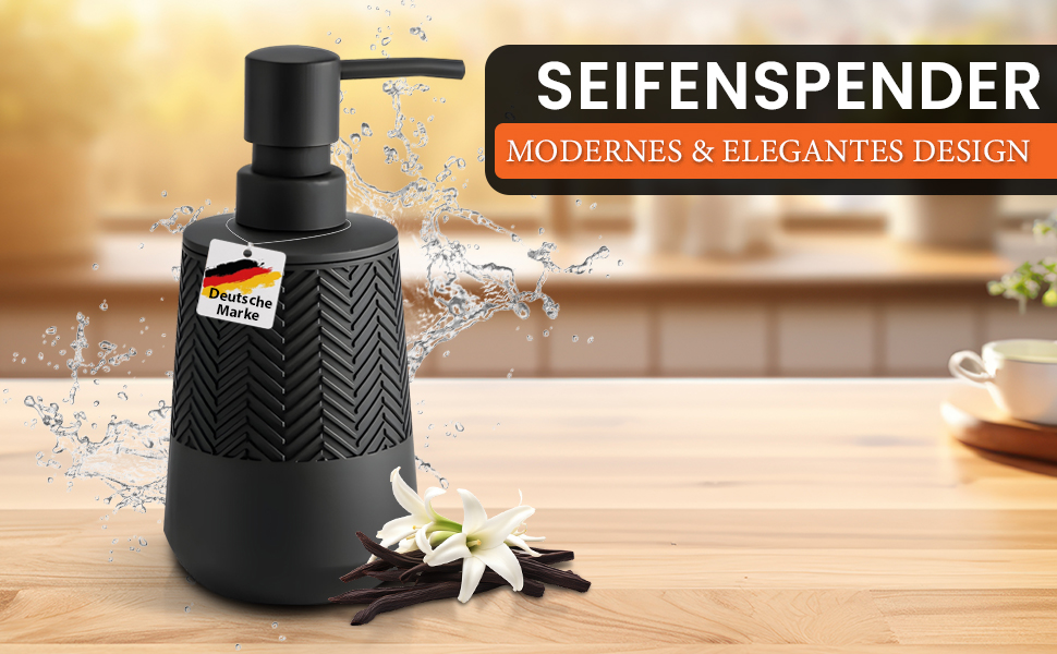 Дозатор мила та мийного засобу чорного кольору, 280 мл, для кухні