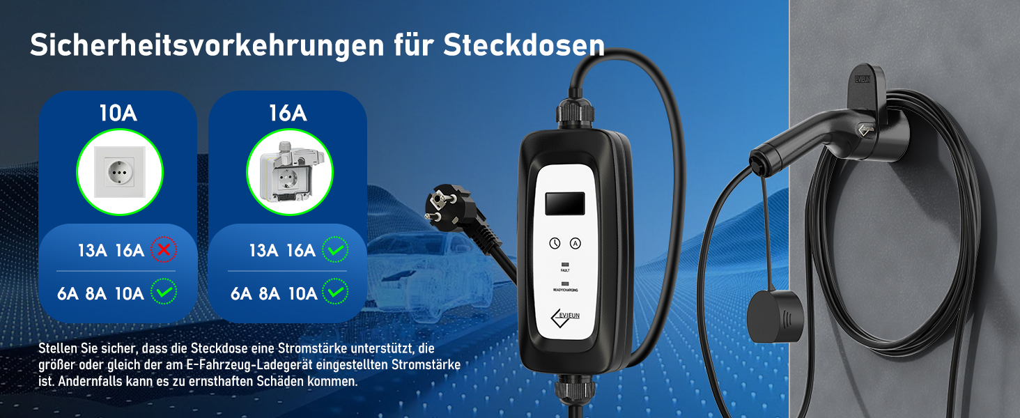 Кабель зарядки для електромобіля Schuko 3.6kW (5м, 16A) з регулюванням струму та дисплеєм | Підходить для ID.3, ID.4, Model 3/Y, ZOE, Q3/Q5 та інших електромобілів (EV/PHEV)