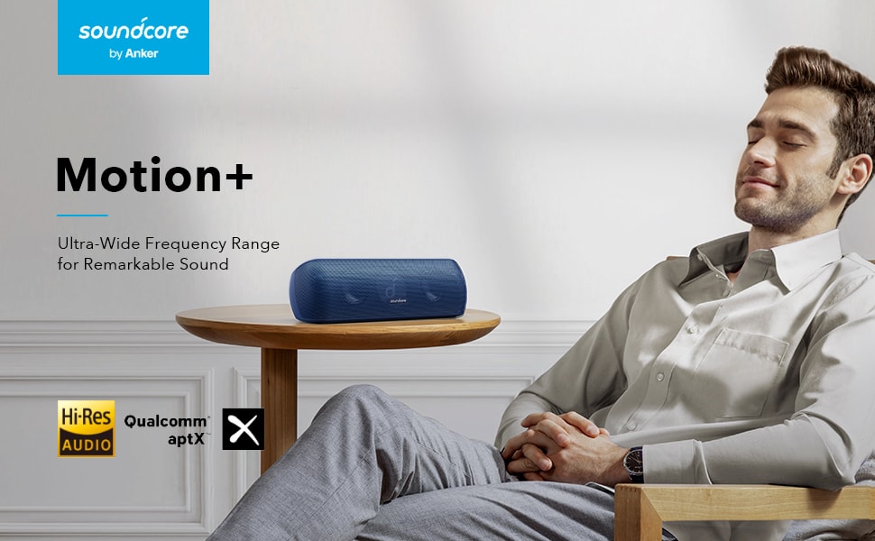 Soundcore Motion+ Bluetooth Портативна Колонка HiFi 30W, Глибокий Бас, IPX7, 12h, USB-C, App, EQ (блакитна)