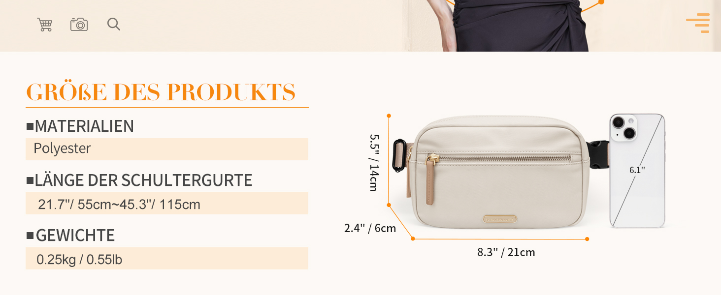 Жіноча бананка на пояс, чоловіча бананка, спортивна бананка, сумка через плече, кросбоді, бананка на регульованому ремінці, бежева, насичений абрикосовий колір, L