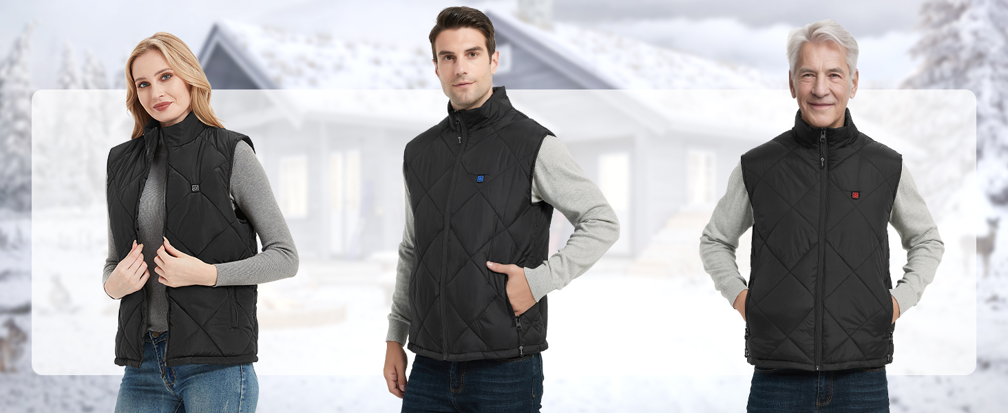 Електрична гріюча жилетка Fernida для чоловіків та жінок, 8 зон нагріву, 3 температурні режими, з Powerbank, для зимових активів на відкритому повітрі, чорна, розмір S