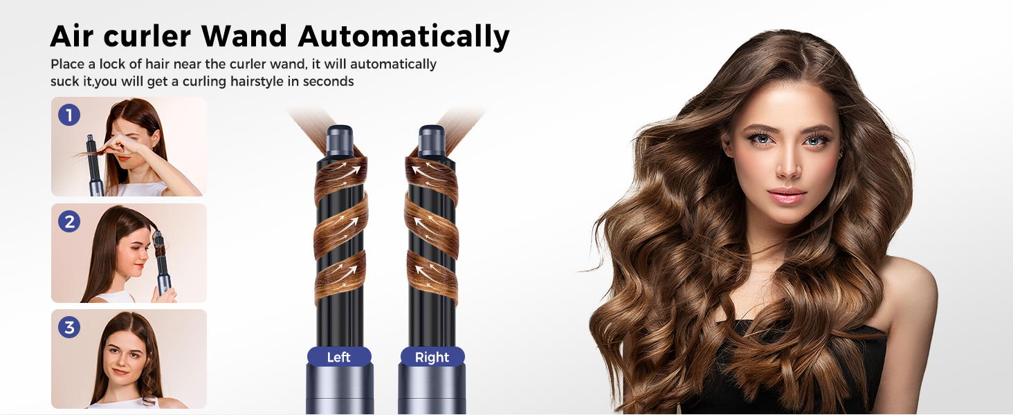 OKWRAP Haarstyler 5-в-1: Airbrush, фен, плойка, щітка для об'єму та локонів (блакитний)