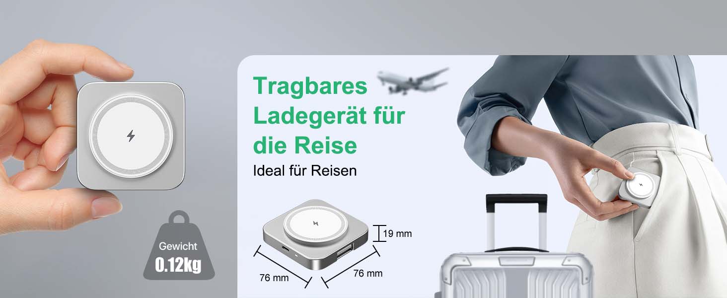 Бездротова зарядка MagSafe для Apple Watch та iPhone, сумісна з iPhone 16/15/14/13/12, iWatch, AirPods Pro 3/2 (срібна)