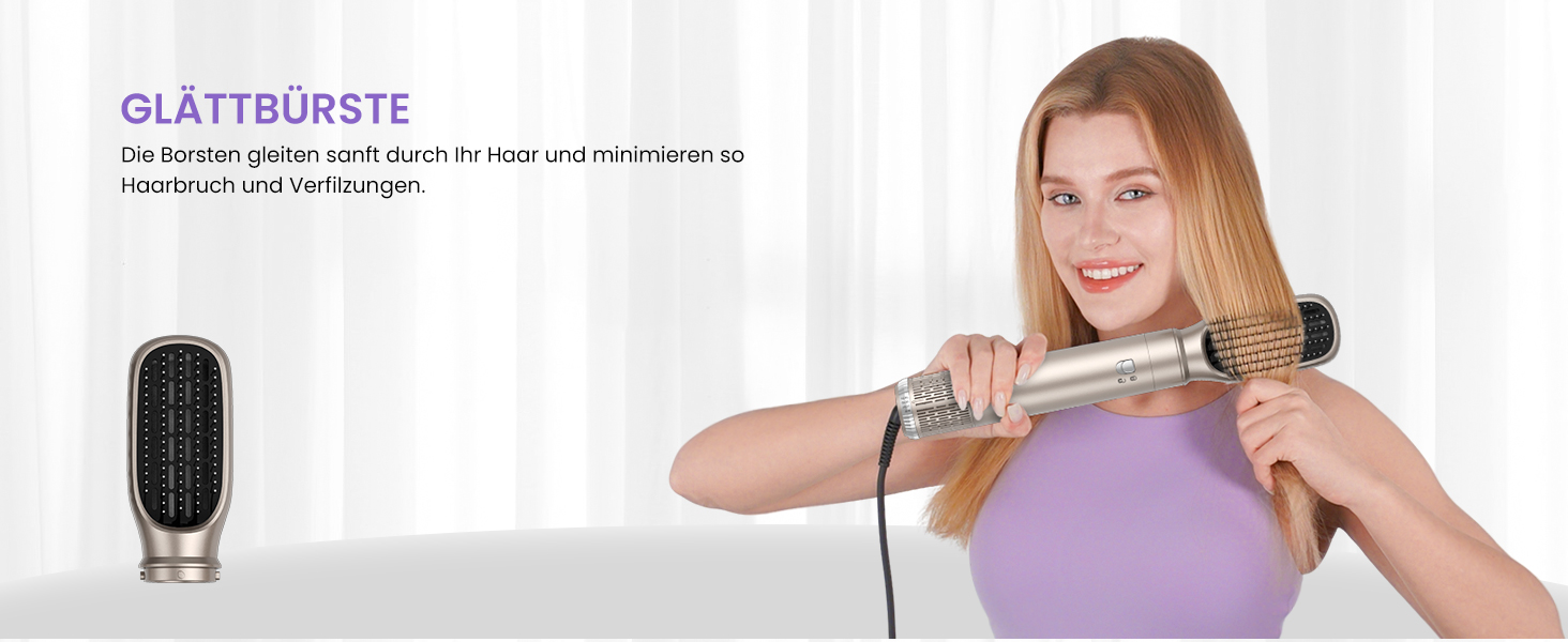 Фен-щітка 5 в 1 Airstyler Pro 1000W: стайлер для волосся, локони, об'єм, догляд, іонізація (золотий)