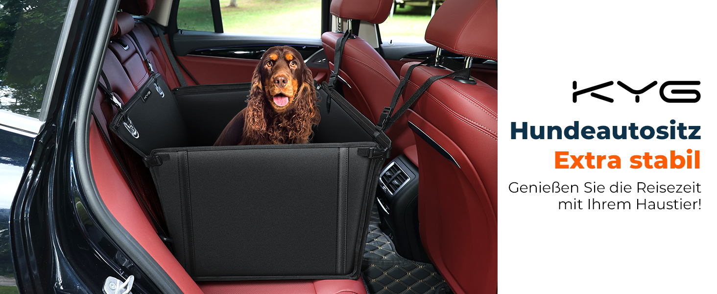 KYG Dog Car Seat - Extra Stable, Waterproof, Non-Slip - Reinforced Dog Seat for Medium & Large Dogs - L: 70x55x36cm