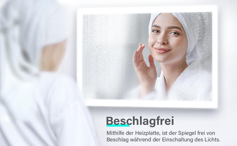 Елегантне дзеркало для ванної кімнати з LED-підсвічуванням 40x60 см, холодне біле світло, енергозберігаюче, настінне