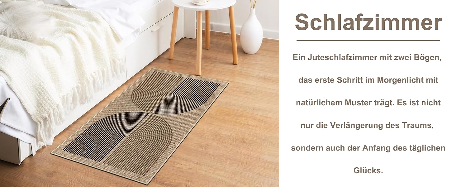 Килимок для підлоги 80x200 см з джуту - чорно-коричневий, неслизький, для кухні, коридору, спальні, балкону