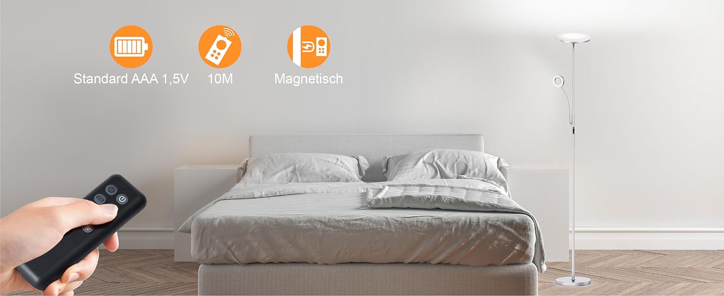 LED торшер Modlicht 35W з регулюванням яскравості, чорний, 4200LM з пультом та сенсорним керуванням, 3000-6000K, для вітальні, спальні, офісу
