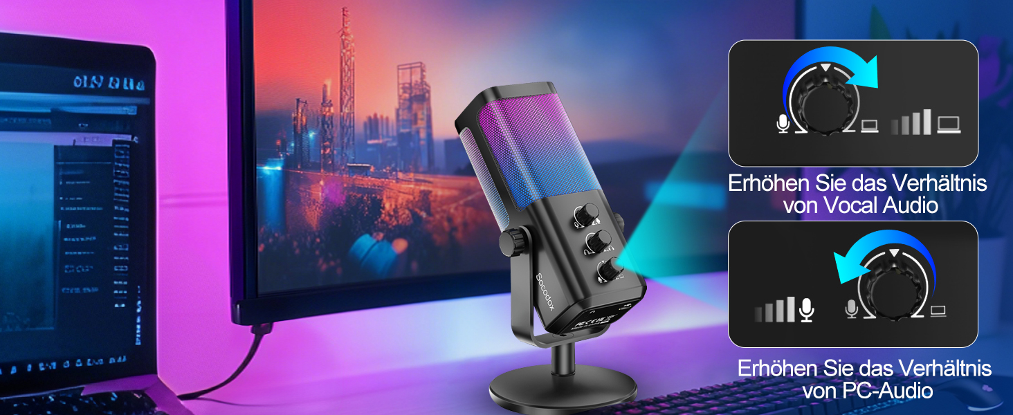 Мікрофон USB для ігор та стрімінгу з RGB підсвічуванням та шумозаглушенням. Підходить для ПК, PS4, PS5, Mac, запису подкастів та ASMR.