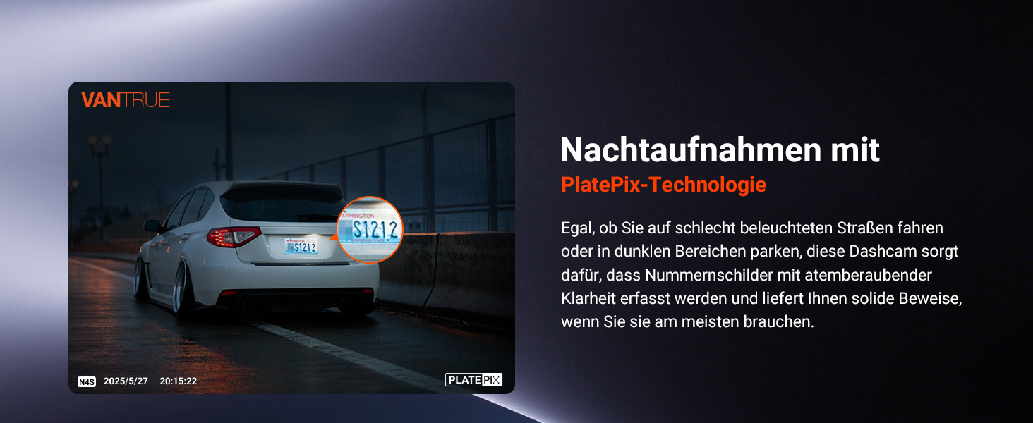 Автомобільний відеореєстратор VANTRUE N4S 3-канальний (2.7K+2.5K+1440P), STARVIS 2 HDR, нічна зйомка, 5GHz Wi-Fi, GPS, 24г паркування, G-сенсор, підтримка 1ТБ, для авто