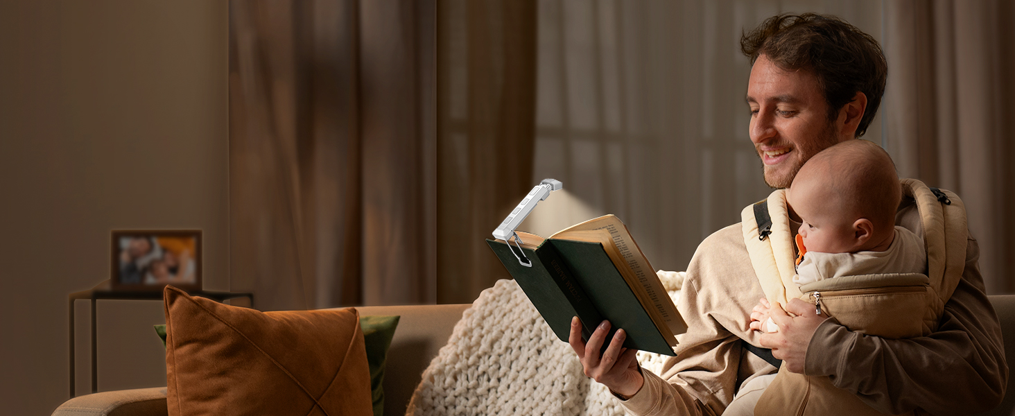 Glocusent LED лампа для читання з кріпленням для книг, висувна лампа для книг, нічник з 5 рівнями яскравості та 3 кольорами, USB-зарядка з таймером для дітей – ідеально для шанувальників Бібі та Тіни, білий колір