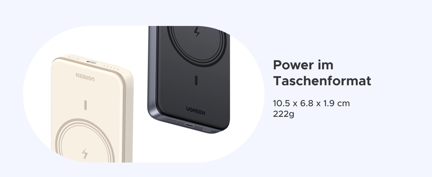 Зовнішній акумулятор UGREEN Zapix MagSafe 10000mAh 20W з підтримкою USB-C, чорний