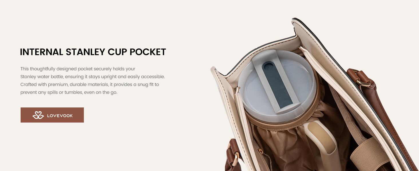 LOVEVOOK Сумка для ноутбука 15.6 дюймів, жіноча, для роботи, шкіряна, велика, універсальна, сумка-шоппер, для офісу, школи, діловий стиль, бежево-чорний-коричневий