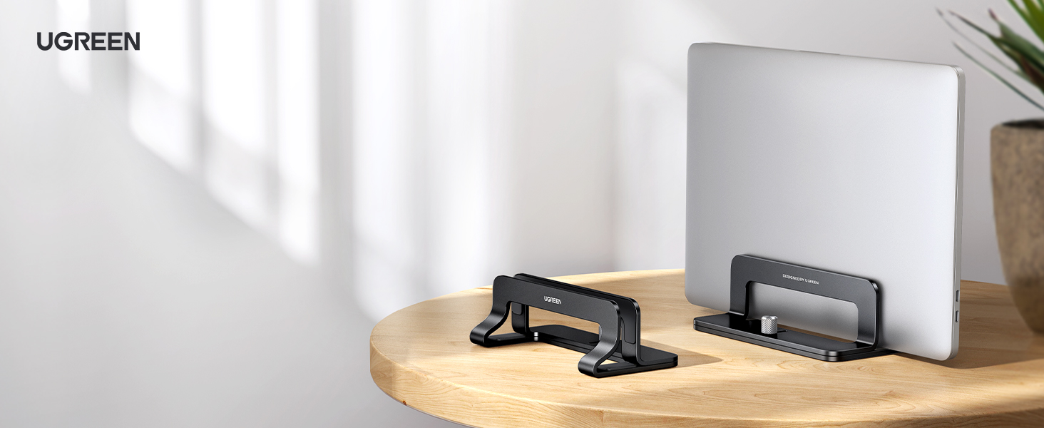 Підставка для ноутбука UGREEN з алюмінію, 3 слоти | Вертикальна підставка для MacBook, iPad, Huawei, Surface, Dell, HP | Чорний