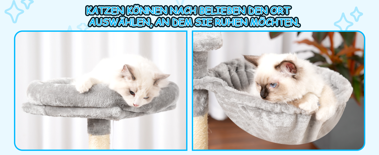 Котячий будиночок Hey-brother Kratzbaum 108 см, багатоярусний котячий комплекс з когтеточками, рампою, гніздечком та іграшками, сірий MPJ007SW