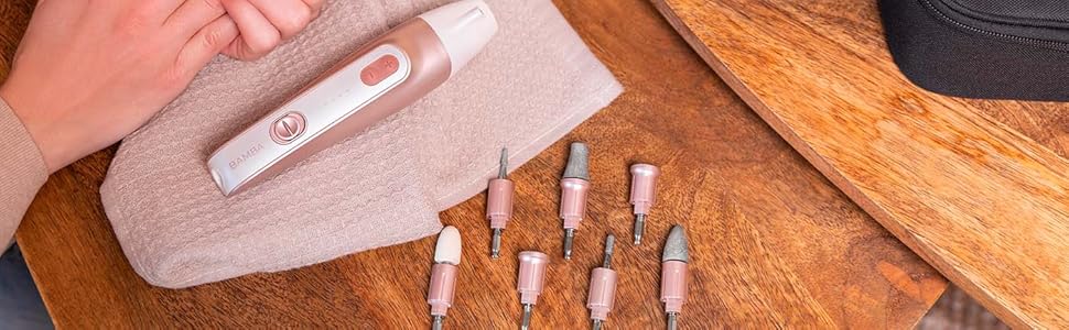 Електричний набір для манікюру та педикюру Cecotec Bamba PinkyCare 700 Perfect Nails з 7 насадками, 5 швидкостями та 2 напрямками, ергономічний дизайн