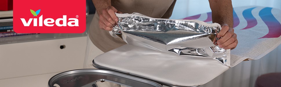 Прасувальна дошка Vileda Total Reflect M Plus з регулюванням висоти, 120 x 38 см, сіра, для парогенераторів, еко-упаковка