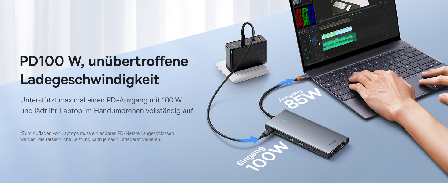 Док-станція Baseus USB-C для 3 моніторів: 13-в-1 хаб з HDMI 4K@60Hz, DisplayPort 4K@120Hz, VGA, USB 3.1 10 Gbps, PD 100W та Ethernet (сумісна з Dell/HP/Lenovo/Surface)