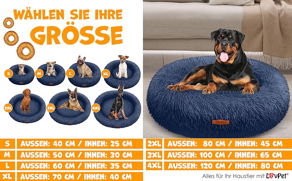 Ловпет® Крісло-лежанка для собак та котів Bagel, з мискою та іграшками, 120 см, Navyblue