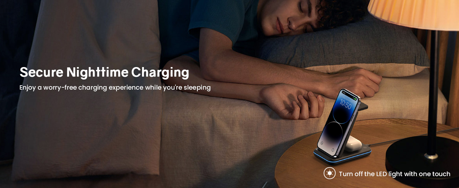 Бездротовий зарядний пристрій JoyGeek 3 в 1 для iPhone, Apple Watch, AirPods (Чорний)