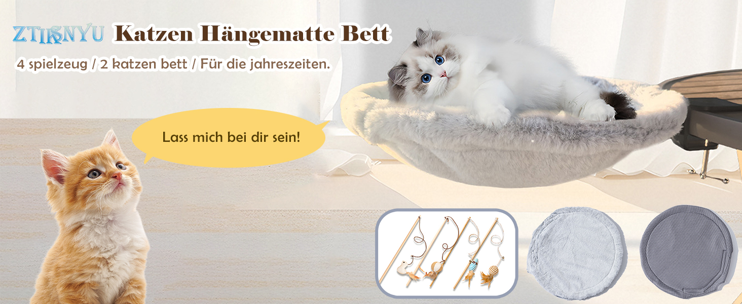 Кішка гамак ліжко кошик для сну, м'яке ліжко для котів та цуценят, 45x45 см, з ковдрою та іграшками, до 22 кг