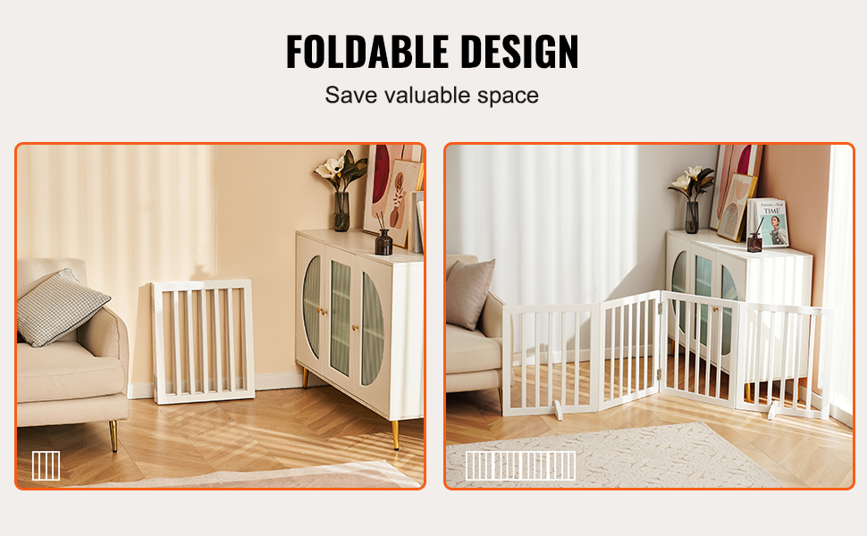 Ворота для собак VEVOR, захист для домашніх тварин, 508 x 610 мм, 4-секційні, розкладні, білі. Захист для сходів та дверних прорізів.