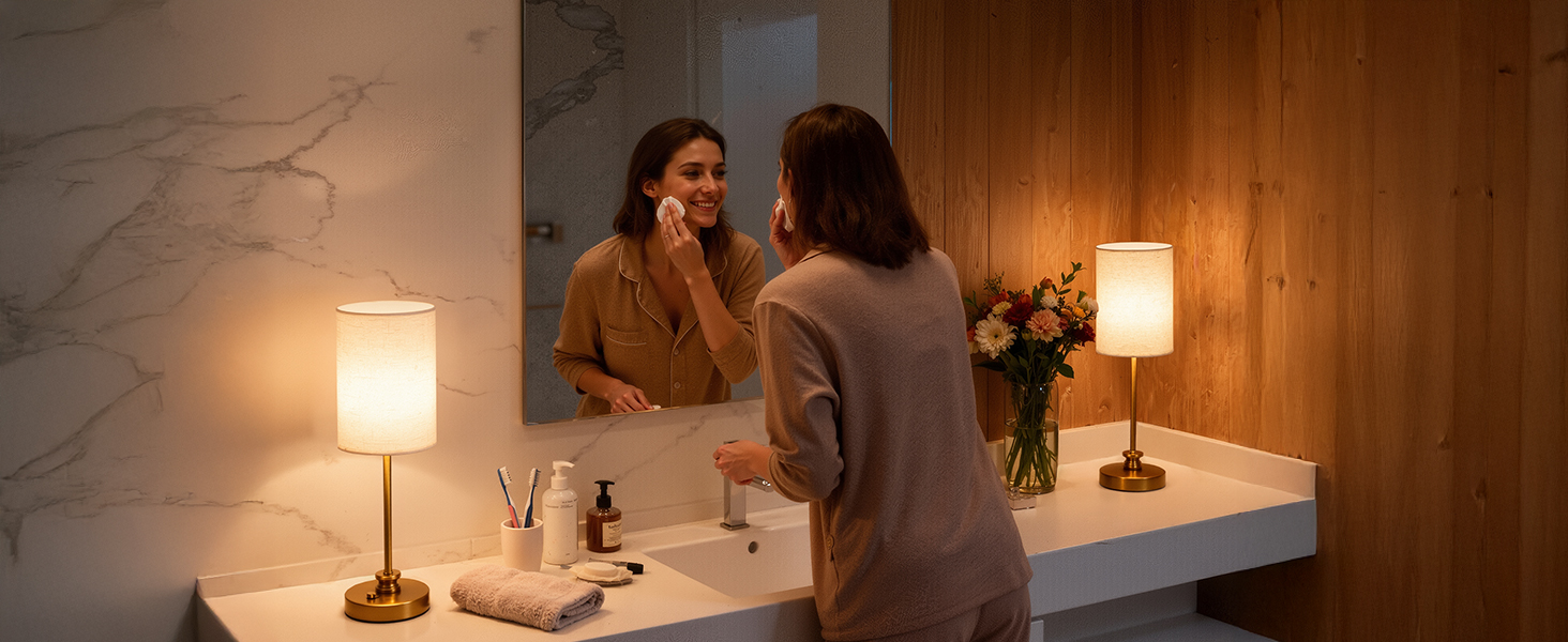 Настільна лампа Bojim 2 шт. Retro LED з USB зарядкою, регульоване освітлення, тканинний абажур, металевий корпус, для спальні та вітальні