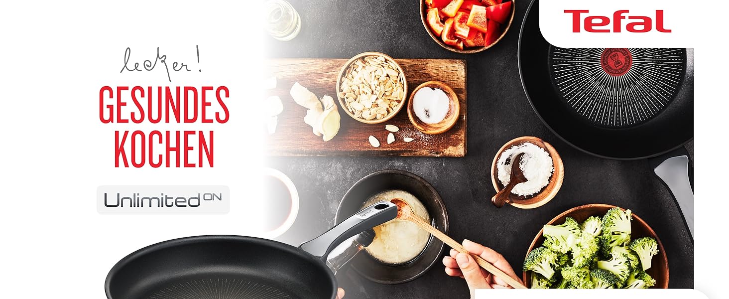 Сковорода Tefal Unlimited On 24 см з антипригарним покриттям Titanium, індукційна, з індикатором нагріву, для всіх плит, чорна