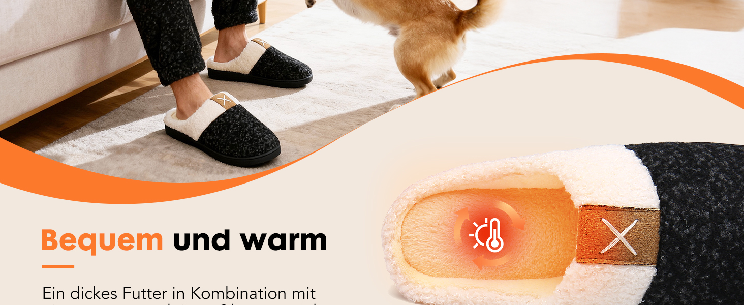 Тапочки зимові Mishansha для чоловіків та жінок, утеплені, з пам'яттю, з плюшем, 42/43 EU, чорні