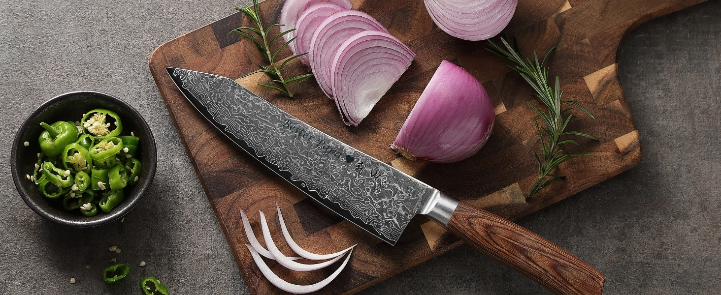 Ніж кухарський Wakoli EDIB Pro Kiritsuke Damast (VG10) 20 см, ручка Pakka, подарункова коробка, гравіювання