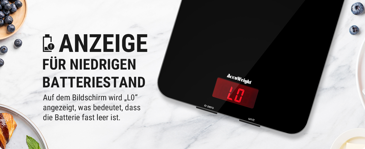 Кухонні ваги ACCUWEIGHT 5 кг з LCD-дисплеєм з міцного скла, функція тарування, ваги для листів, висока точність до 1 г, для випічки, приготування їжі, ювелірних виробів, батарейки в комплекті, автоматичне вимкнення, чорний